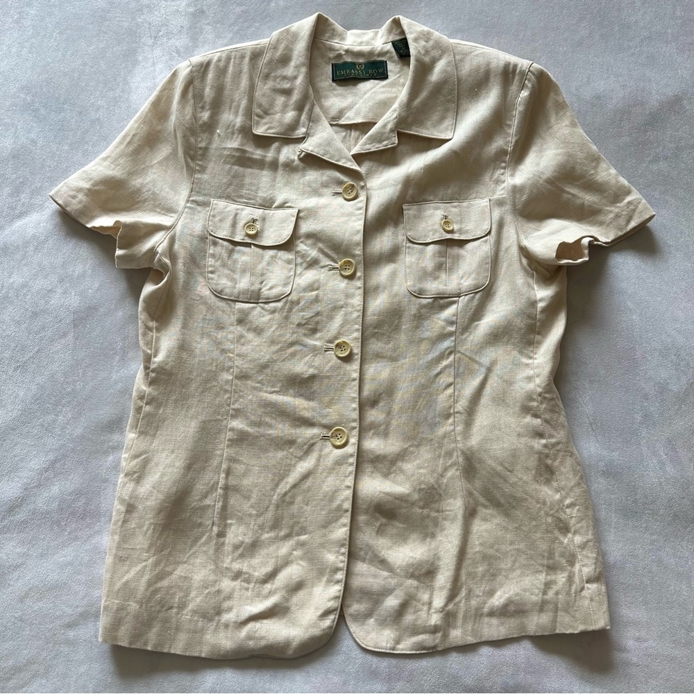 vintage 90s embassy row pure linen safari type jacket / size 10 - Picture 2 of 4